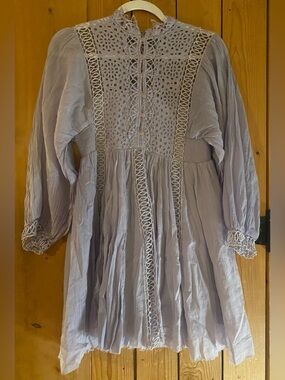 Free People Lavender Lace-Trimmed Dress